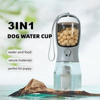 Pawlique WalkKit Pro — 3-in-1 Portable Dog Water Bottle with Food & Bag Dispenser