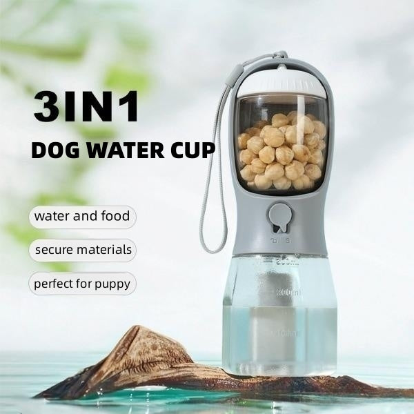 Pawlique WalkKit Pro — 3-in-1 Portable Dog Water Bottle with Food & Bag Dispenser
