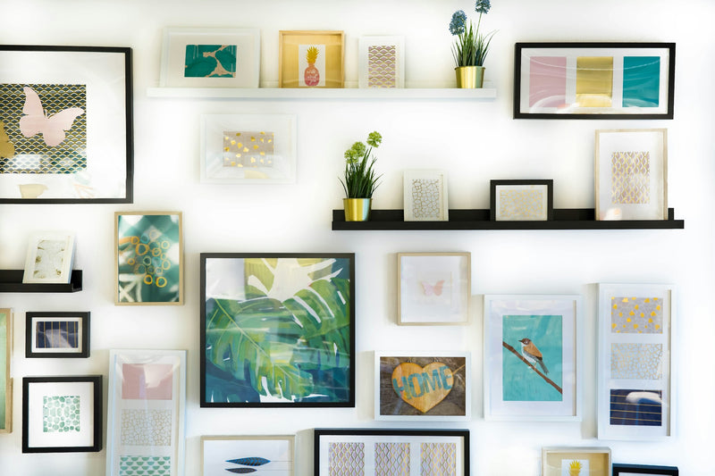 Custom canvas wall art print hung in a bright modern living room